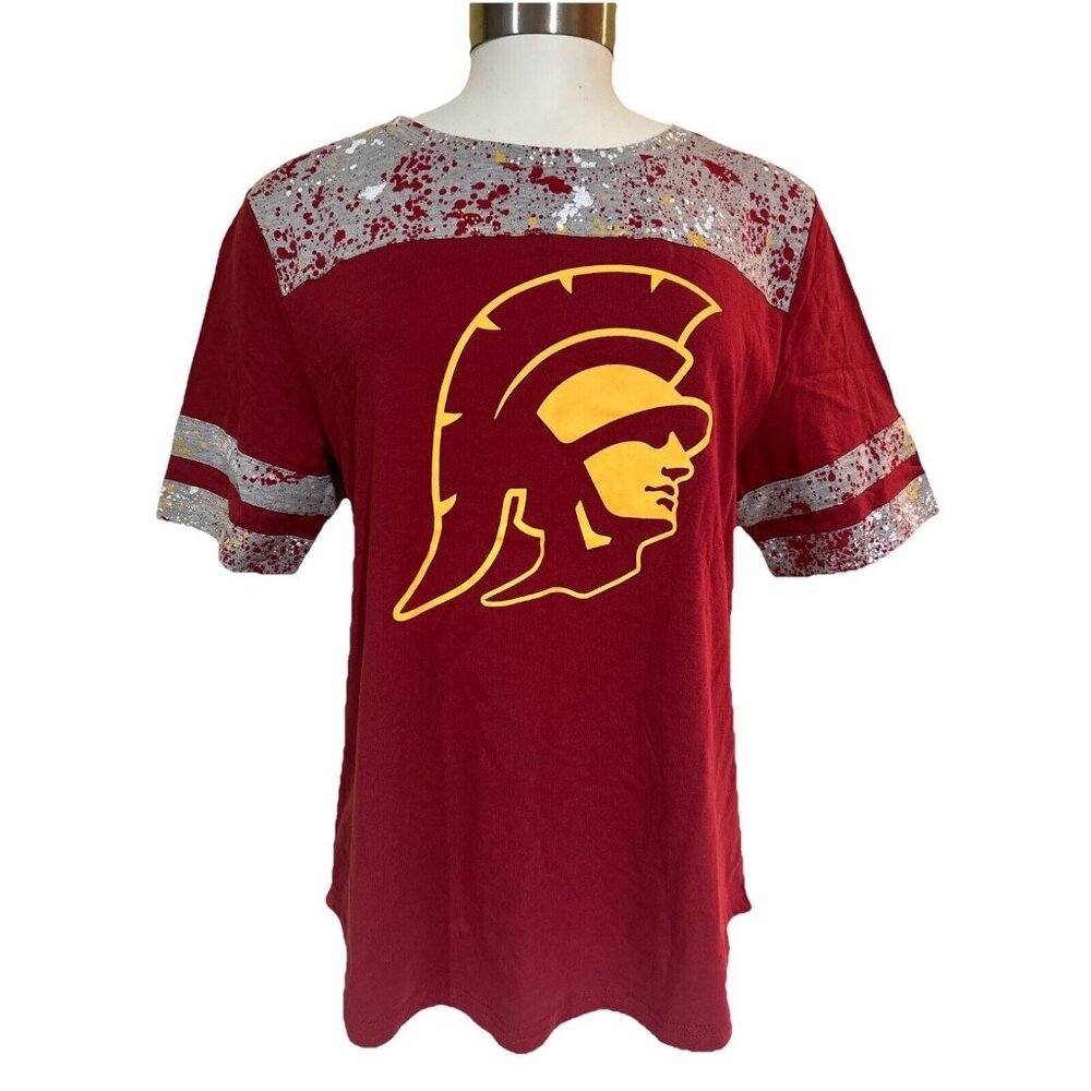 USC Trojans Splatter Paint SS Shirt Women's M Colosseum Athletics NEW